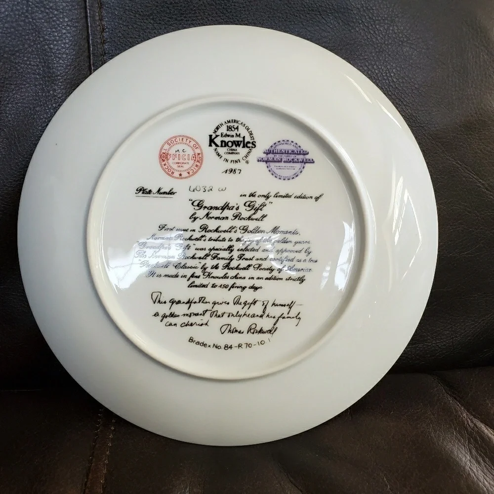 Norman Rockwell “Grandpa’s Gift” Collector Plate Knowles 1987 Nostalgic Vintage